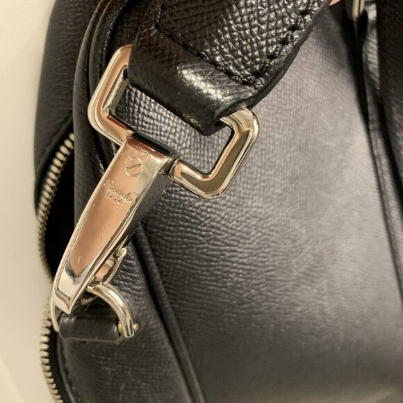 Pineider Black Leather City Chic 2-Handle Large Satchel Bag Briefcase *flaw* - Picture 7 of 16